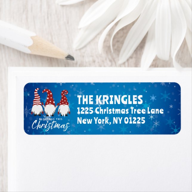 Gnomes With Blessings Deep Blue Return Address (Insitu)