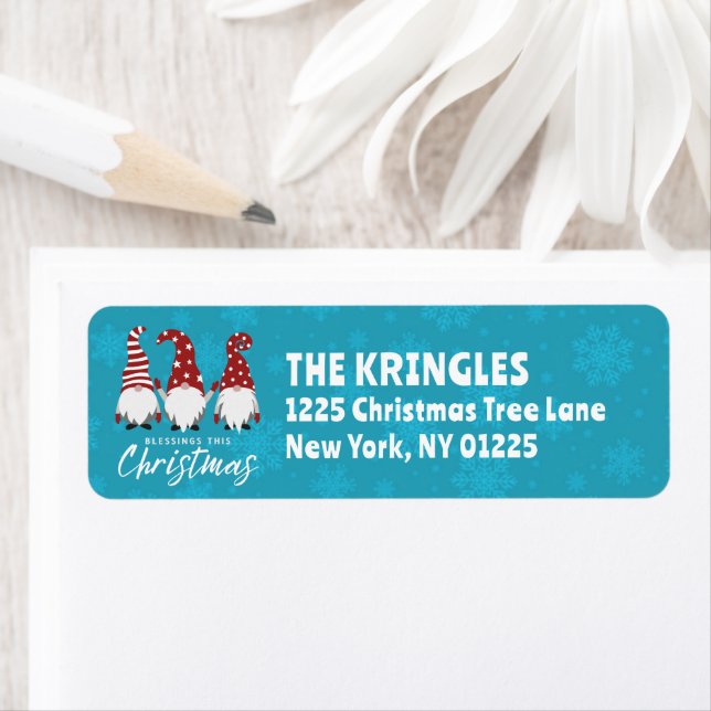 Gnomes With Blessings Light Blue Return Address (Insitu)