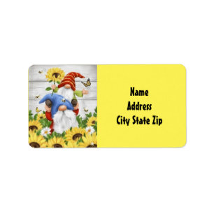 ***GNOMES WITH SUNFLOWERS*** Return Address Label