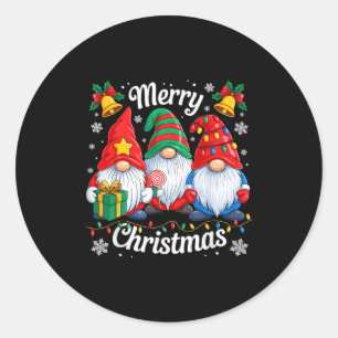 Gnomes Xmas Funny Merry Christmas Gnomes Men Women Classic Round Sticker
