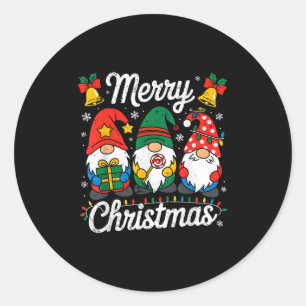 Gnomes Xmas Funny Merry Christmas Gnomes Men Women Classic Round Sticker