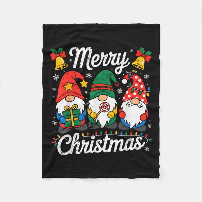 Gnomes Xmas Funny Merry Christmas Gnomes Men Women Fleece Blanket (Front)