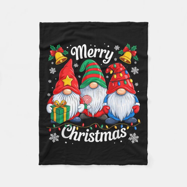 Gnomes Xmas Funny Merry Christmas Gnomes Men Women Fleece Blanket (Front)