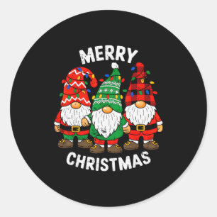Gnomes Xmas Funny Merry Christmas Squad For Men Wo Classic Round Sticker
