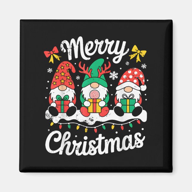 Gnomes Xmas Funny Merry Christmas Squad For Men Wo Magnet (Front)