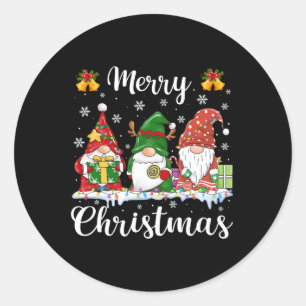 Gnomes Xmas S Merry Christmas Men Women Kids  Classic Round Sticker