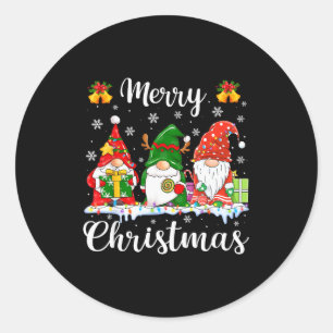 Gnomes Xmas Shirts Merry Christmas Men Women Kids Classic Round Sticker