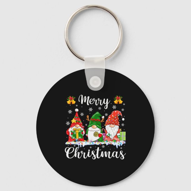 Gnomes Xmas Shirts Merry Christmas Men Women Kids  Key Ring (Front)