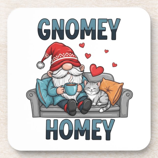 Gnomey homey gnome at home coaster (Front)