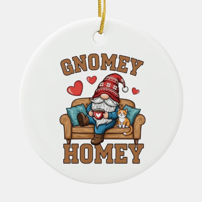 Gnomey homey gnome at home design ceramic tree decoration (Front)