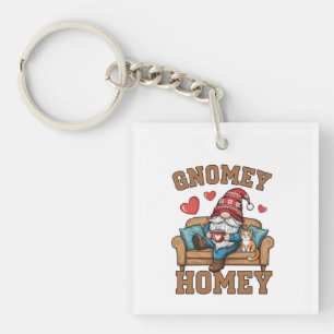 Gnomey homey gnome at home design key ring