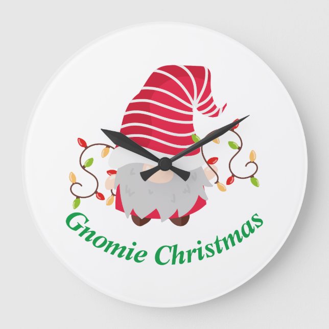Gnomie Christmas Large Clock (Front)