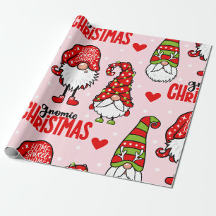 Gnomie Santa Faces Christmas Wrapping Paper