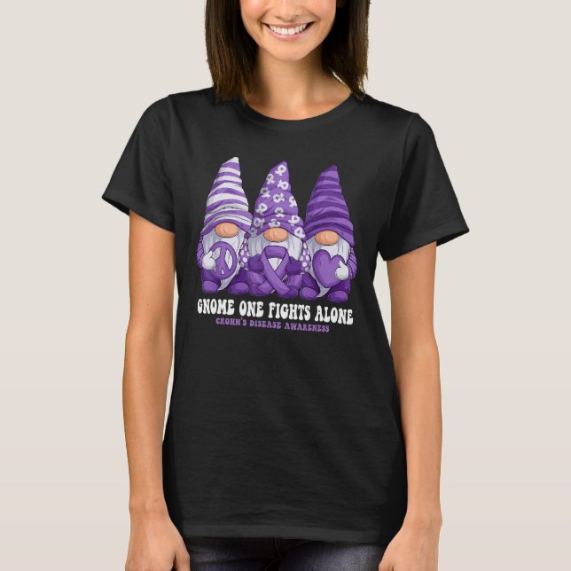 Gnomies Crohn's Disease Awareness Month Purple Rib T-Shirt (Front)