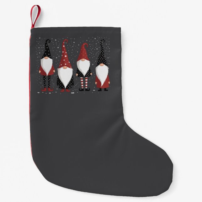Gnomies Lover Funny Gnome Christmas  Small Christmas Stocking (Front)