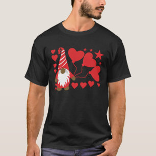 Gnomies Lovers Design Big Red Heart Valentines Day T-Shirt
