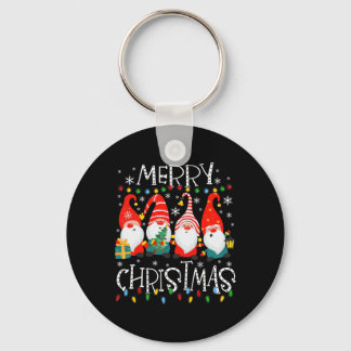 Gnomies Merry Christmas Family Lights Xmas Pyjamas Key Ring