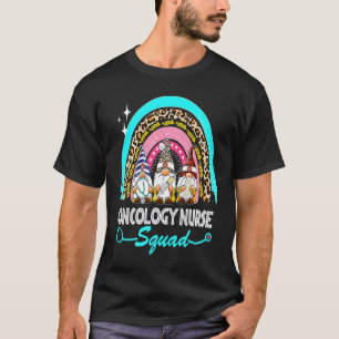 Gnomies Oncology Nurse Stethoscope Leopard Rainbow T-Shirt