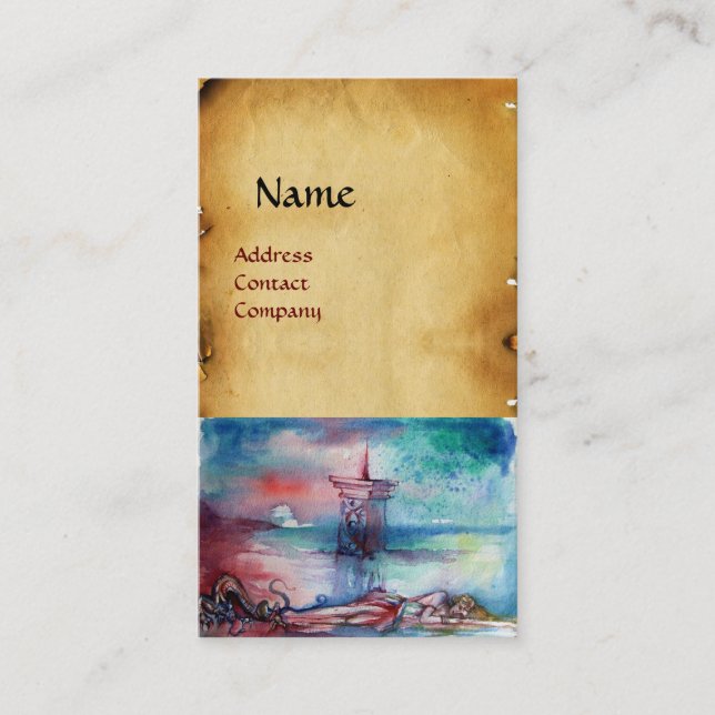 GNOMON  AND LADY OF THE LAKE Brown parchment Business Card (Front)