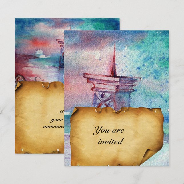 GNOMON  AND LADY OF THE LAKE Brown parchment Invitation (Front/Back)