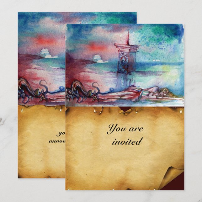 GNOMON  AND LADY OF THE LAKE Brown parchment Invitation (Front/Back)