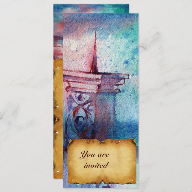 GNOMON  AND LADY OF THE LAKE Brown parchment Invitation (Front/Back)