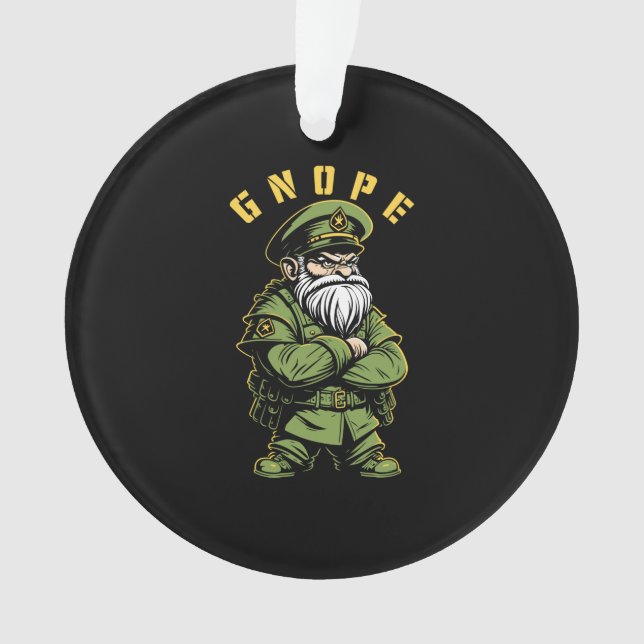 Gnope Garden Gnome Funny Military Officer Gardener Ornament (Front)