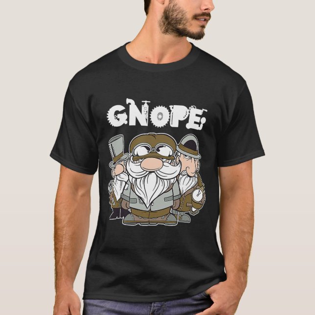 Gnope Steampunk Garden Gnomes   Scandinavian Nope  T-Shirt (Front)
