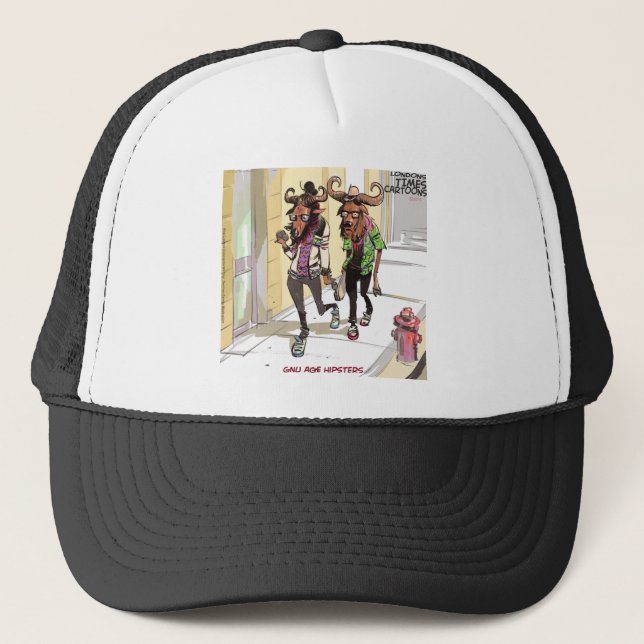 Gnu Age Hipsters Rick London Funny Trucker Hat (Front)