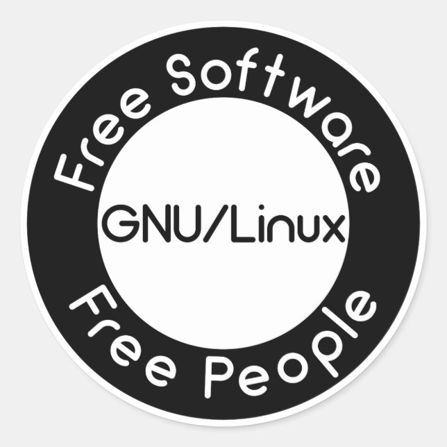 GNU/Linux Classic Round Sticker (Front)
