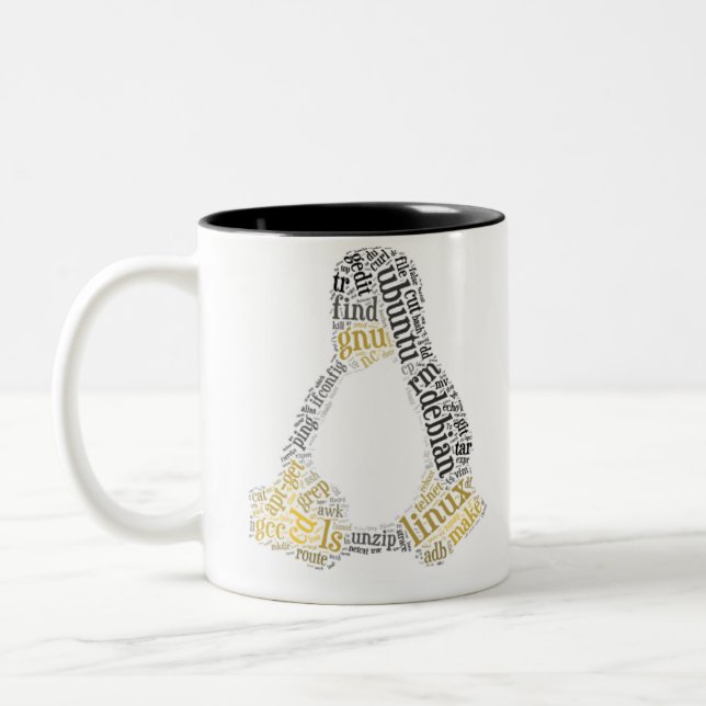 GNU / Linux Tux and GNU head + GPL v2 Preamble Two-Tone Coffee Mug (Left)