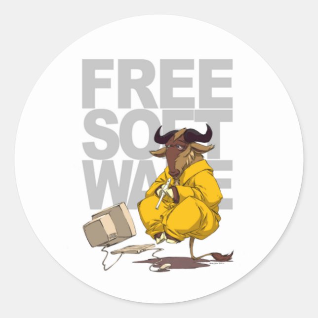 GNU Meditation Levitation Free Software Sticker (Front)