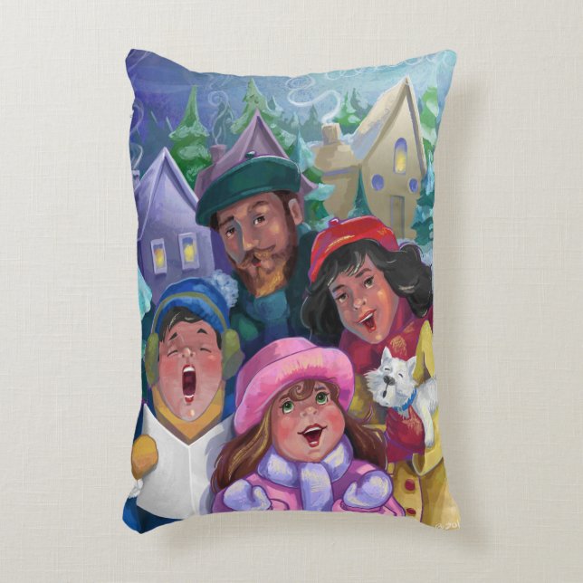 Go a Caroling Illustration Decorative Cushion (Front(Vertical))
