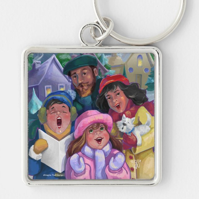 Go a Caroling Illustration Key Ring (Front)