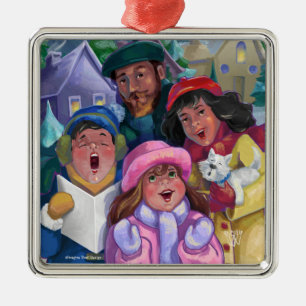Go a Caroling Illustration Metal Tree Decoration