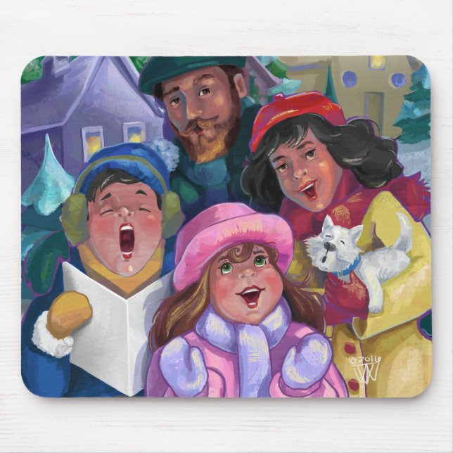 Go a Caroling Illustration Mouse Mat (Front)