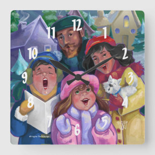 Go a Caroling Square Wall Clock