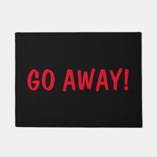 "Go Away!" Doormat Black & Red