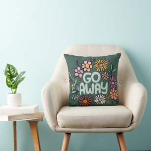 GO AWAY Funny Floral Cute Daisy Hand-Drawn Cushion