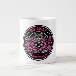 Go Away I’m Introverting Cute Cat Wrapped Large Coffee Mug