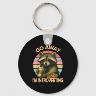 Go Away I'm Introverting Funny Raccoon Sarcastic Key Ring