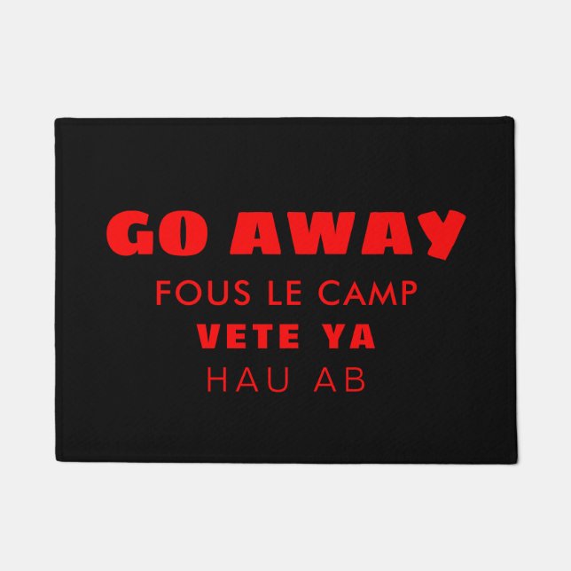 Go Away in Four Languages Antisocial Doormat (Front)