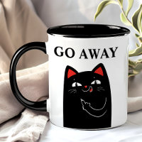 Go Away Middle Finger Black Cat Funny