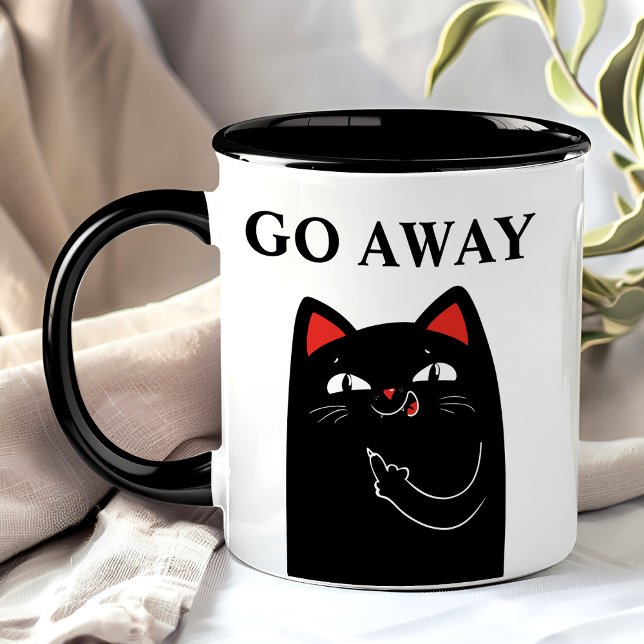 Go Away Middle Finger Black Cat Funny Mug (Creator Uploaded)