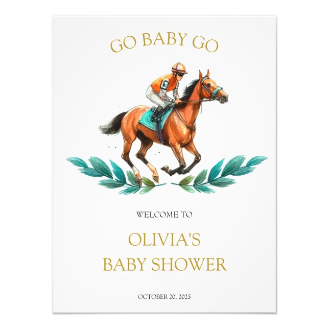 Go Baby Go, Greenery Horse Race welcome sign (Front)