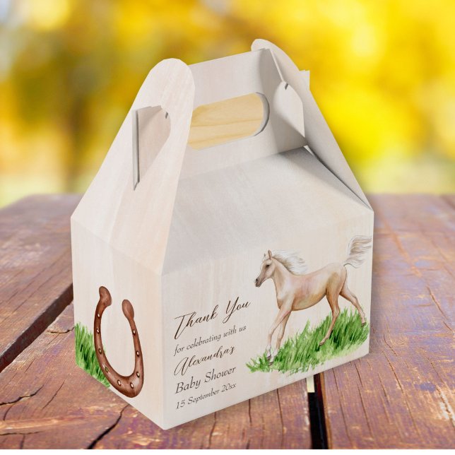Go baby go running beige horse foal baby shower  favour box (Creator Uploaded)