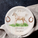 Go baby go running beige horse foal baby shower paper plate<br><div class="desc">Go baby go running beige horse foal baby shower custom personalised party plates.</div>