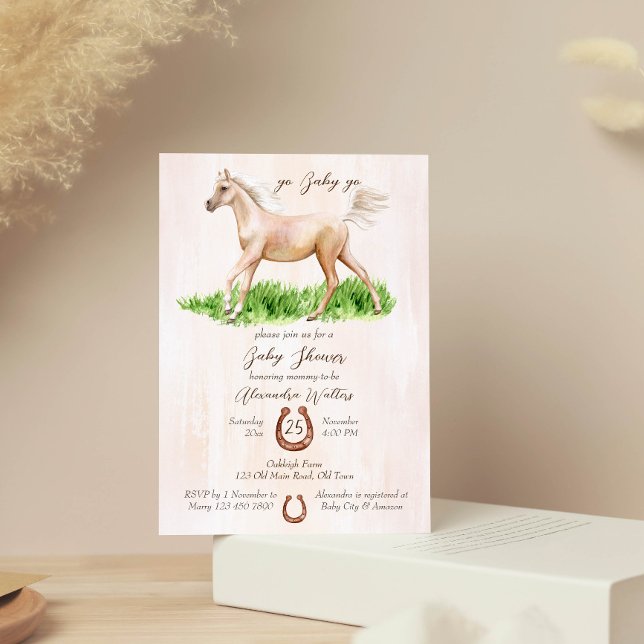 Go baby go running horse foal baby shower  invitation (Creator Uploaded)