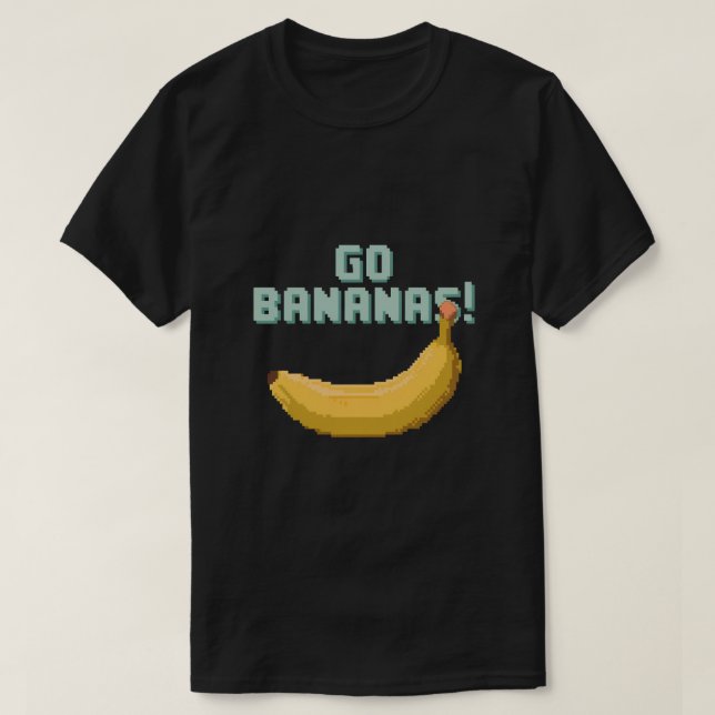 Go Bananas! Retro Pixel Art of a Yellow Banana T-Shirt (Design Front)