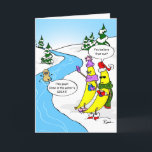 Go Bananas Swimming Nut Funny Christmas Holiday Card<br><div class="desc">Do bananas make you laugh? Here are funny banana Christmas cards that can be easily personalised by you! If you're looking for a custom holiday card that is unique and fun, send this funny banana card out to friends and family this year. This original design features a peanut floating down...</div>